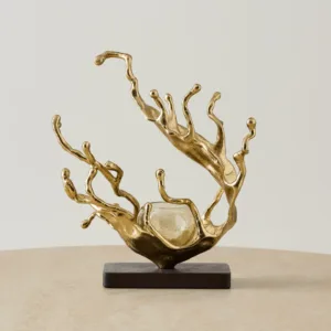 Nickel Sculpture Votive II - Deep Gold and Granite Base